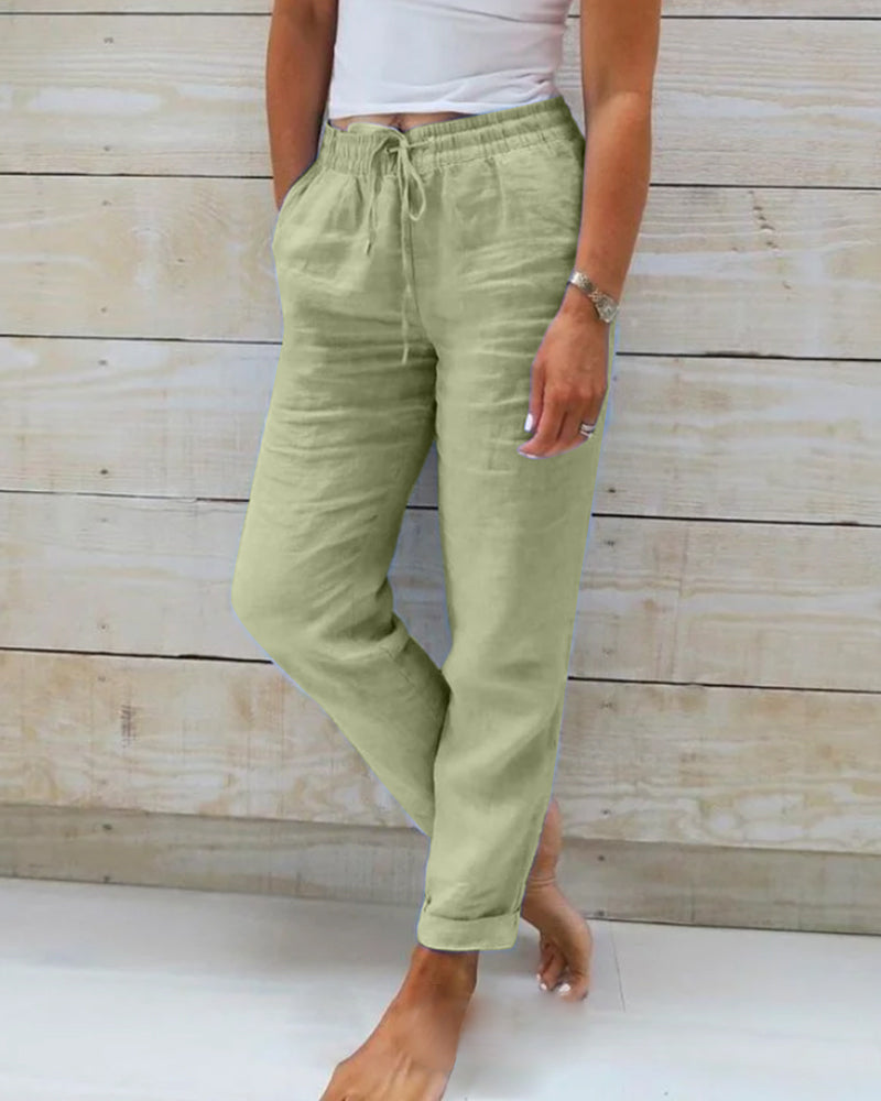 Straight Leg Linen Pants