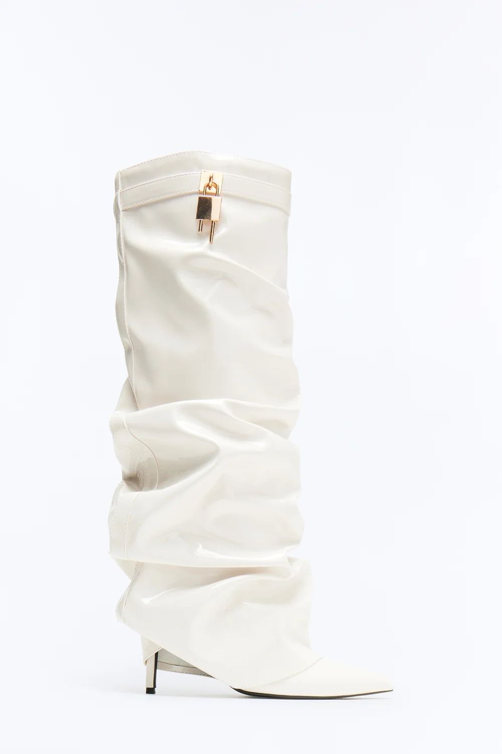 The Noir Élan™ Patent Leather Slouch Boots