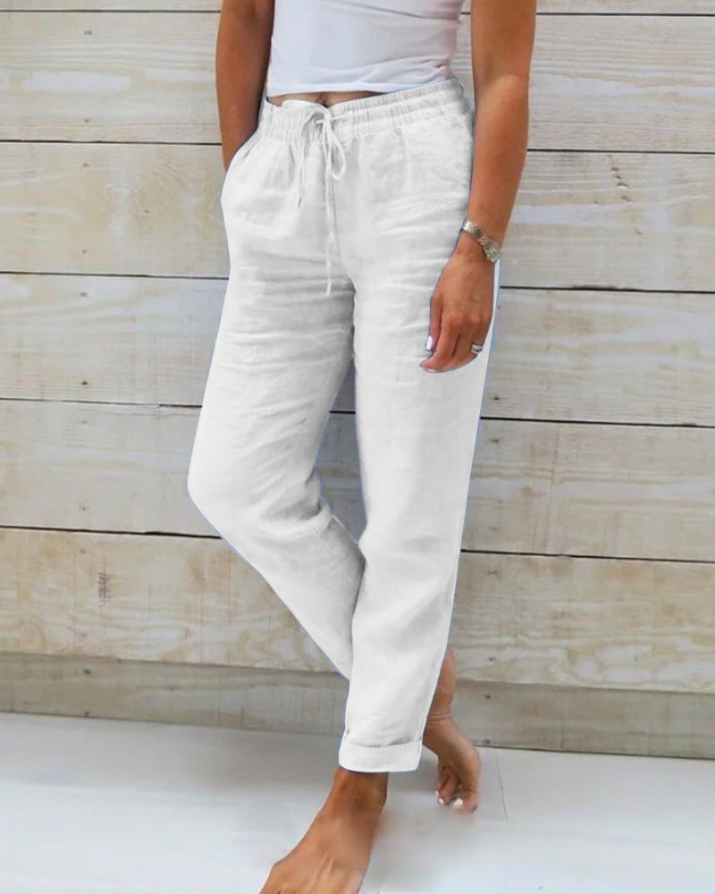 Straight Leg Linen Pants