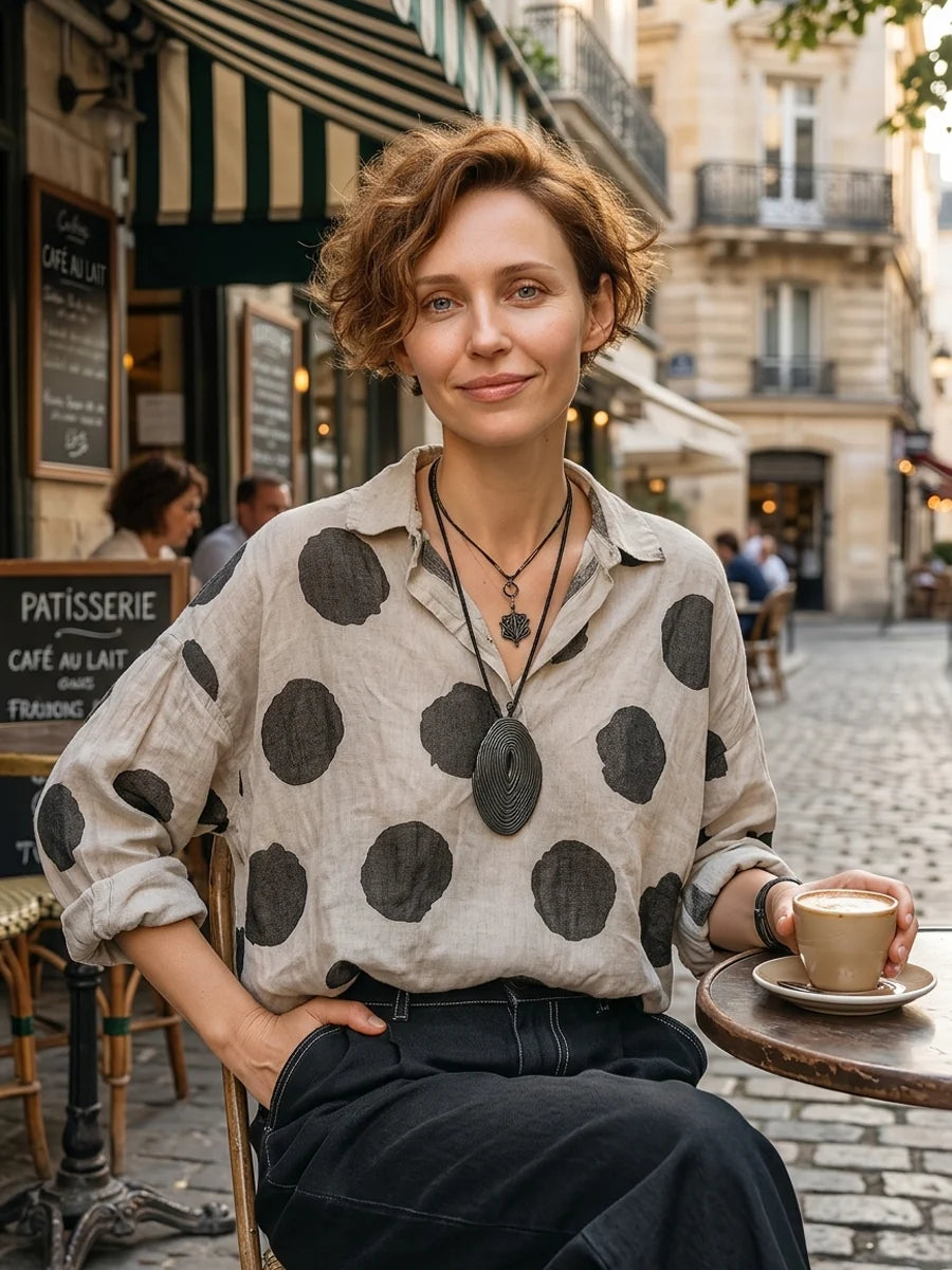 Polkadot Linnen Blouse