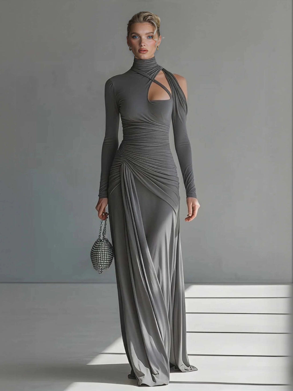 Bordeaux Draped Dress