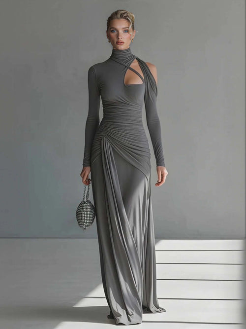 Bordeaux Draperet Maxi Kjole