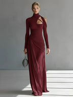 Bordeaux Draperet Maxi Kjole