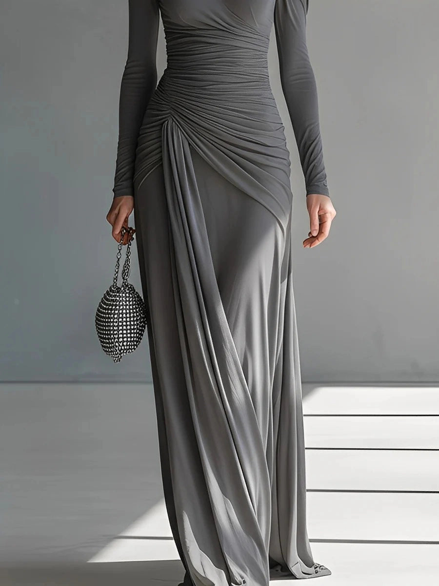 Bordeaux Draperet Maxi Kjole