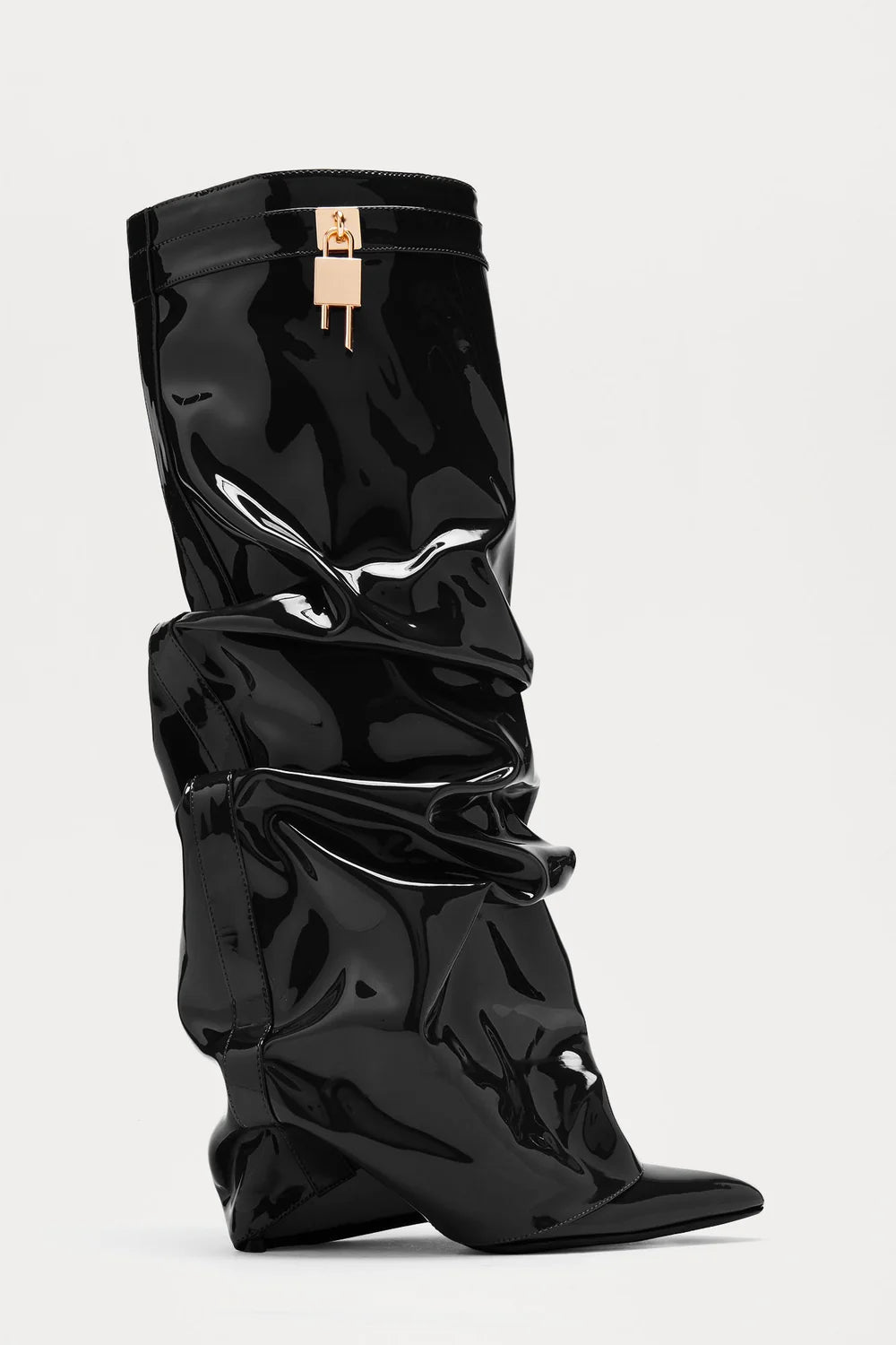 The Noir Élan™ Patent Leather Slouch Boots