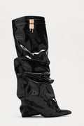 The Noir Élan™ Patent Leather Slouch Boots