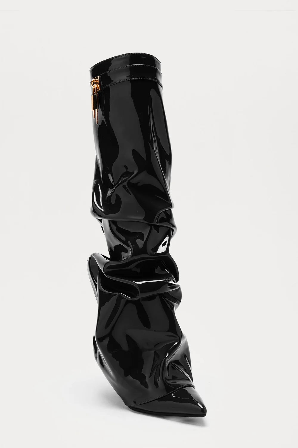The Noir Élan™ Patent Leather Slouch Boots