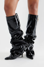 The Noir Élan™ Patent Leather Slouch Boots