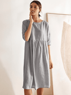 100% Linen A-Line Midi Dress VALENCIA