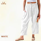 MoraFlow - Women Comfort Lightweight Linen Wide Leg Cargo Pants
