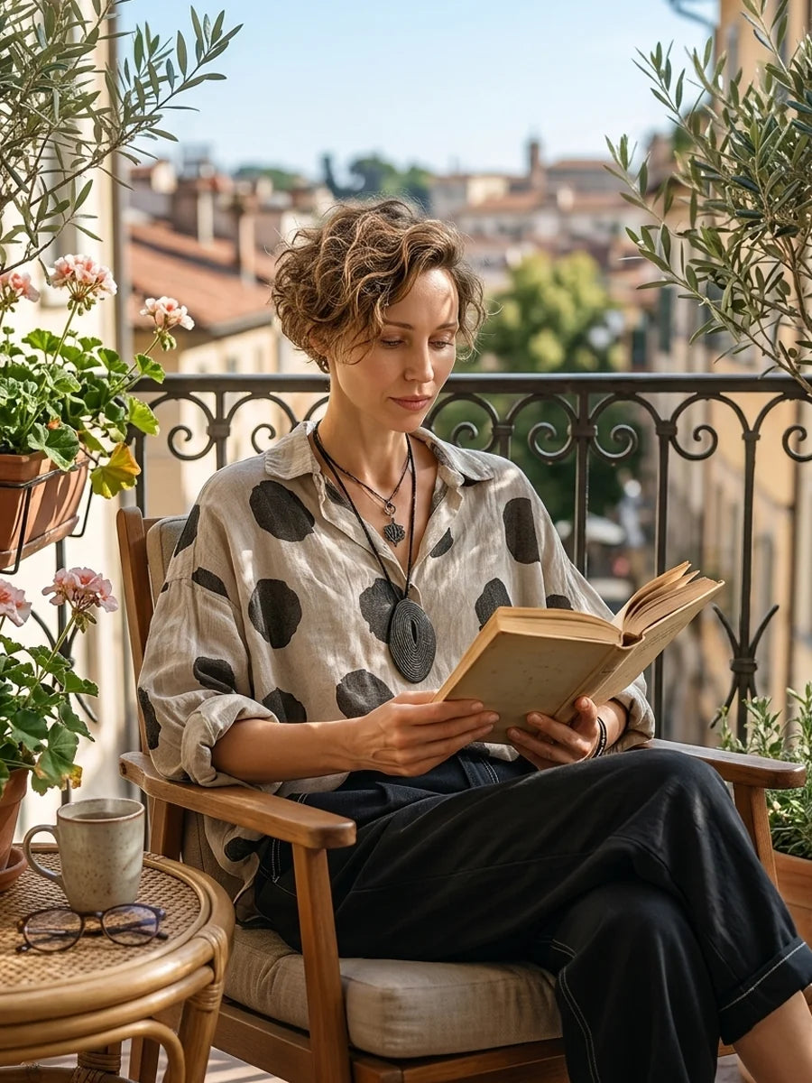 Polkadot Linnen Blouse