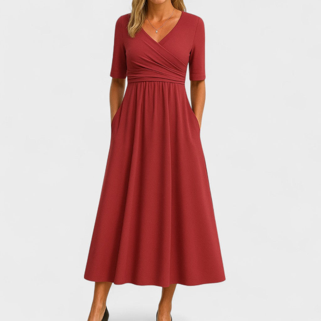 Phoebe | V-Neck Wrap Midi Dress for Women