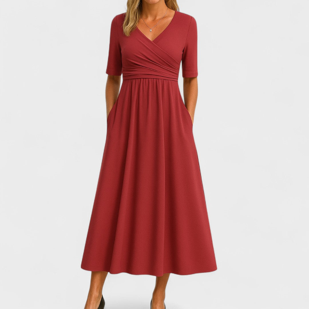 Phoebe | V-Neck Wrap Midi Dress for Women