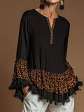 Luipaardprint Ruches Shirt