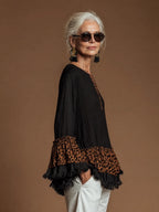 Luipaardprint Ruches Shirt