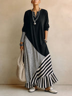Vintage Paneel Maxi Jurk