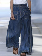 【24-hour shipping out】Casual Loose Graffiti Multi-Pocket Jeans