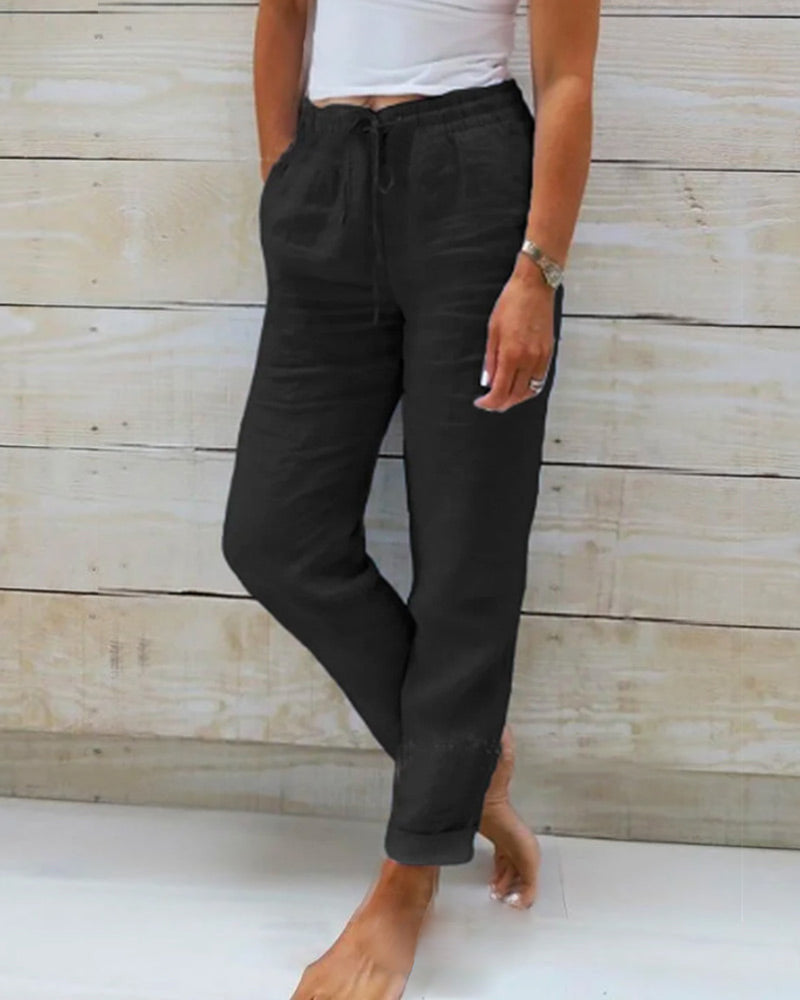 Straight Leg Linen Pants