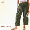 MoraFlow - Women Comfort Lightweight Linen Wide Leg Cargo Pants