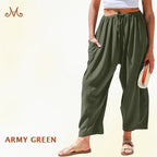 MoraFlow - Women Comfort Lightweight Linen Wide Leg Cargo Pants