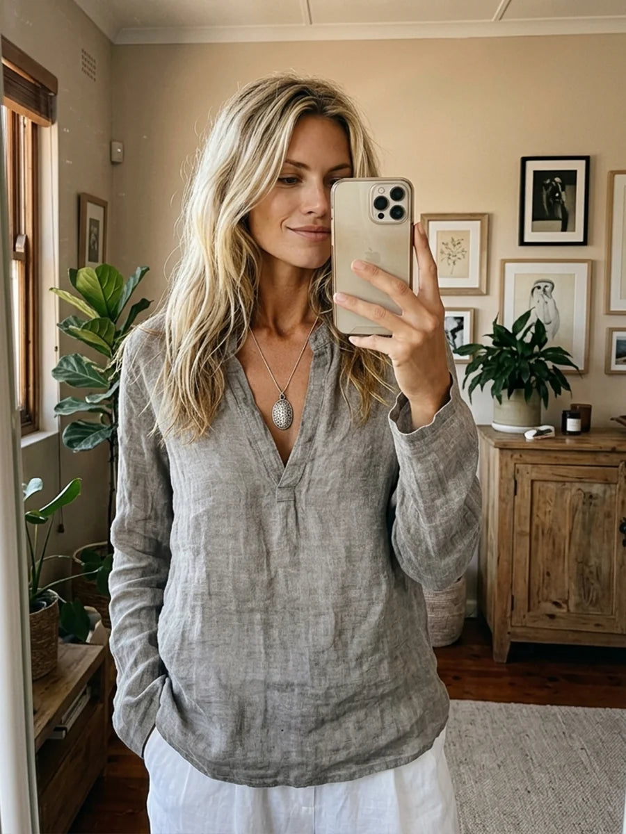 Casual Henley Blouse