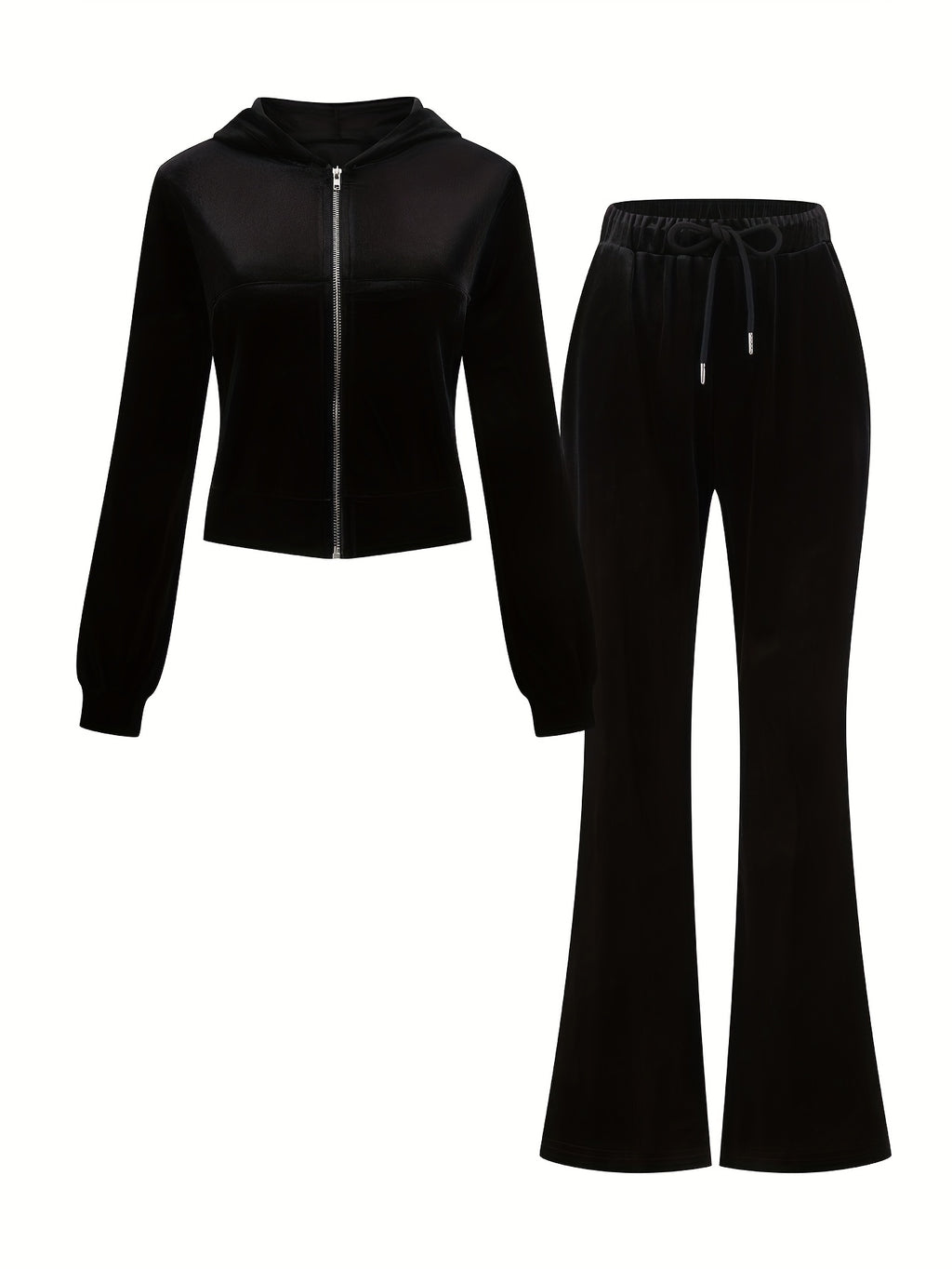 Zipper Top and Pocket Pants Women's Casual Suit