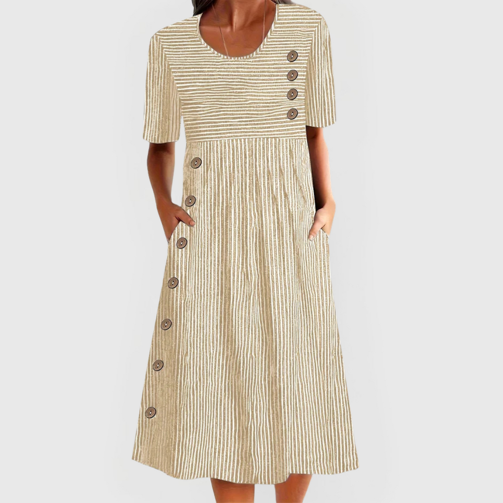Odelia | Striped Button-Front Midi Dress for Women