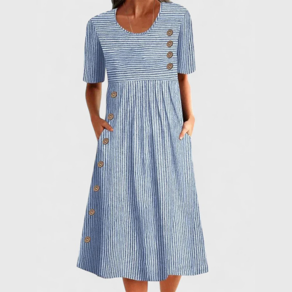 Odelia | Striped Button-Front Midi Dress for Women