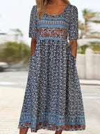 Alaia | Boho Print A-Line Midi Dress for Women