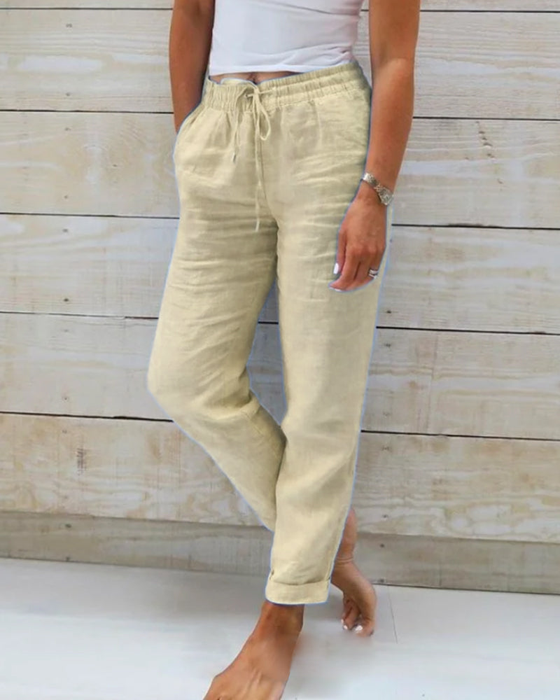 Straight Leg Linen Pants