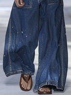 【24-hour shipping out】Casual Loose Graffiti Multi-Pocket Jeans