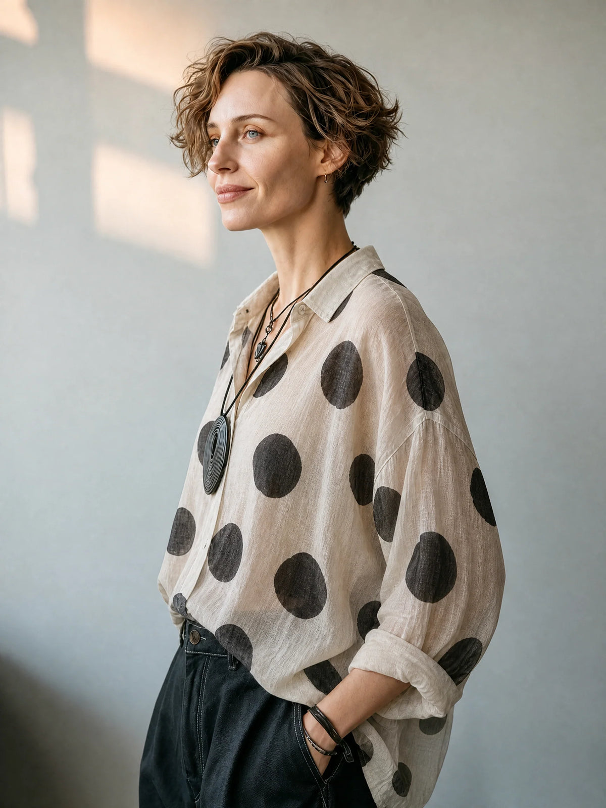 Polkadot Linnen Blouse