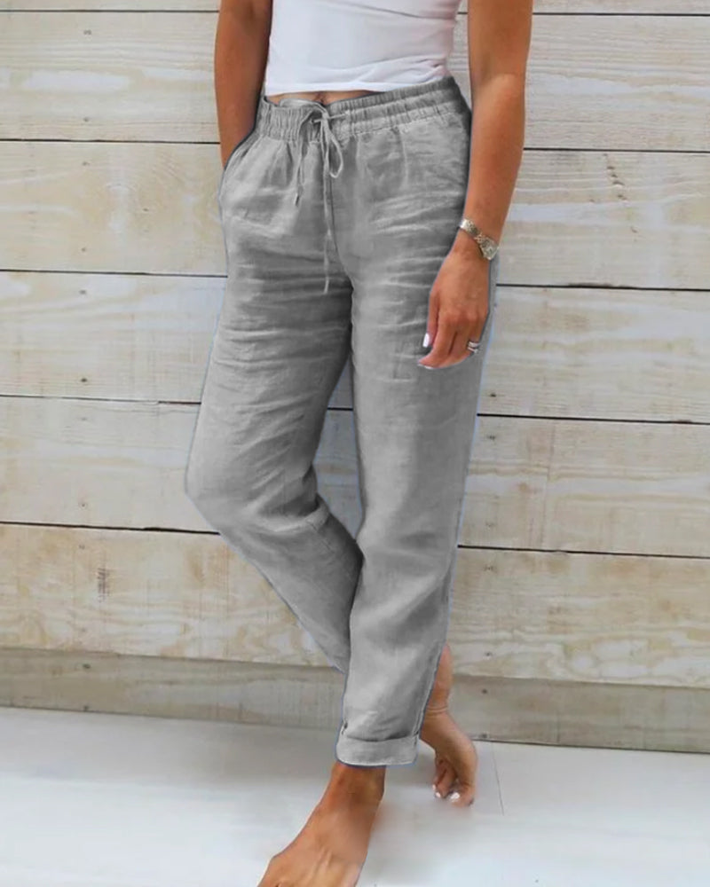 Straight Leg Linen Pants