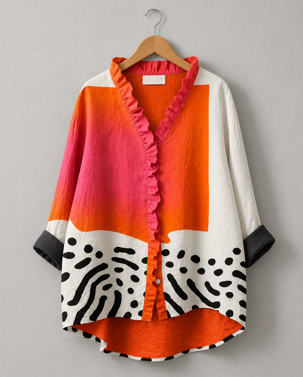 Olga | Orange Colorblock Ruffle Tunic