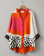 Olga | Orange Colorblock Ruffle Tunic