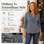 ☀️👚Top Pick - Lace-Trim V-Neck Blouse – Breathable Fabric & Flattering Drape for Work or Weekend 🌿