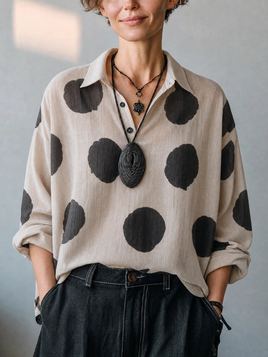 Polkadot Linnen Blouse