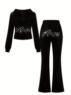 Zipper Top and Pocket Pants Women's Casual Suit