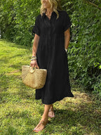 Julianne | Striped Midi Shirt Dress with Button-Down Front for Women