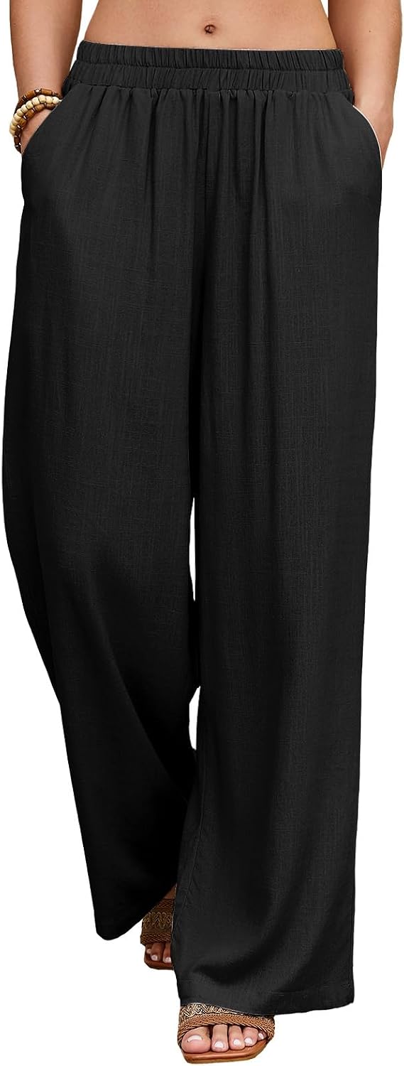 Linen Wide Leg Palazzo Pants