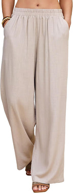 Linen Wide Leg Palazzo Pants