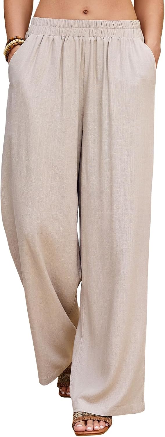 Linen Wide Leg Palazzo Pants