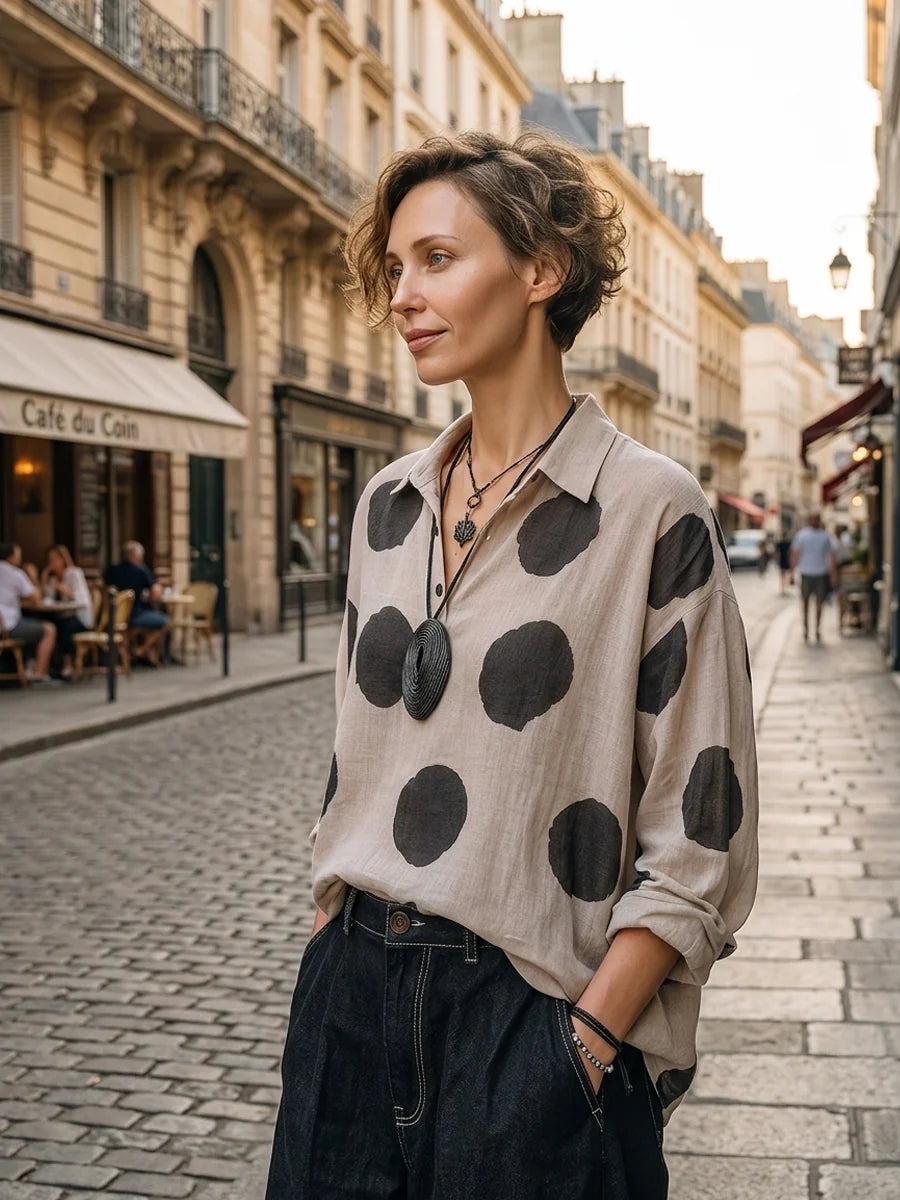 Polkadot Linnen Blouse