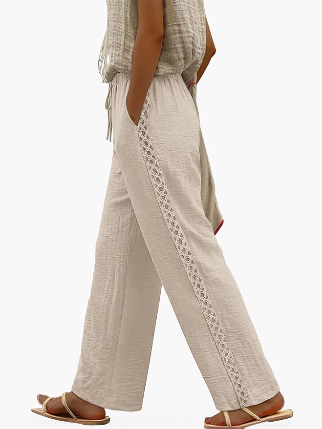 Lace Trim Palazzo Pants