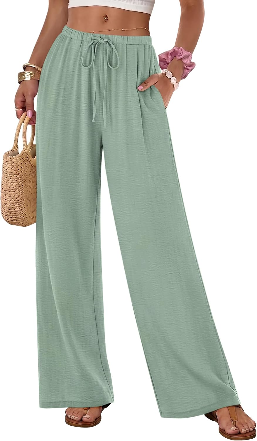 Flowy Wide Leg Pull-On Pants