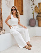 Linen Wide Leg Palazzo Pants