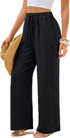 Lace Trim Palazzo Pants