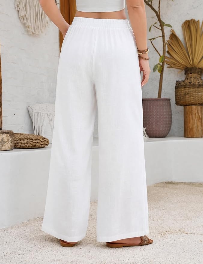 Linen Wide Leg Palazzo Pants