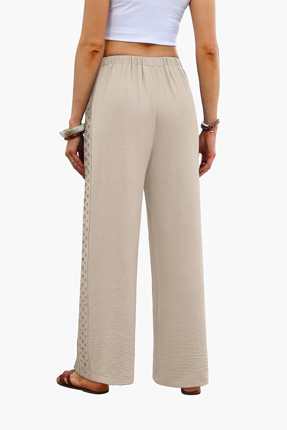 Lace Trim Palazzo Pants