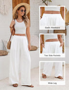 Linen Wide Leg Palazzo Pants